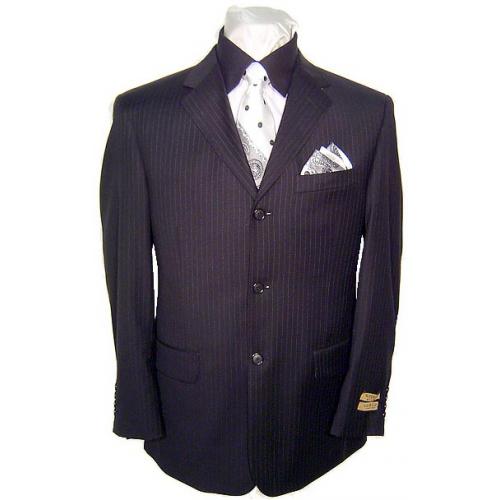 Giorgio Black/White Pinstripes Super 150'S Cashmere Wool Suit